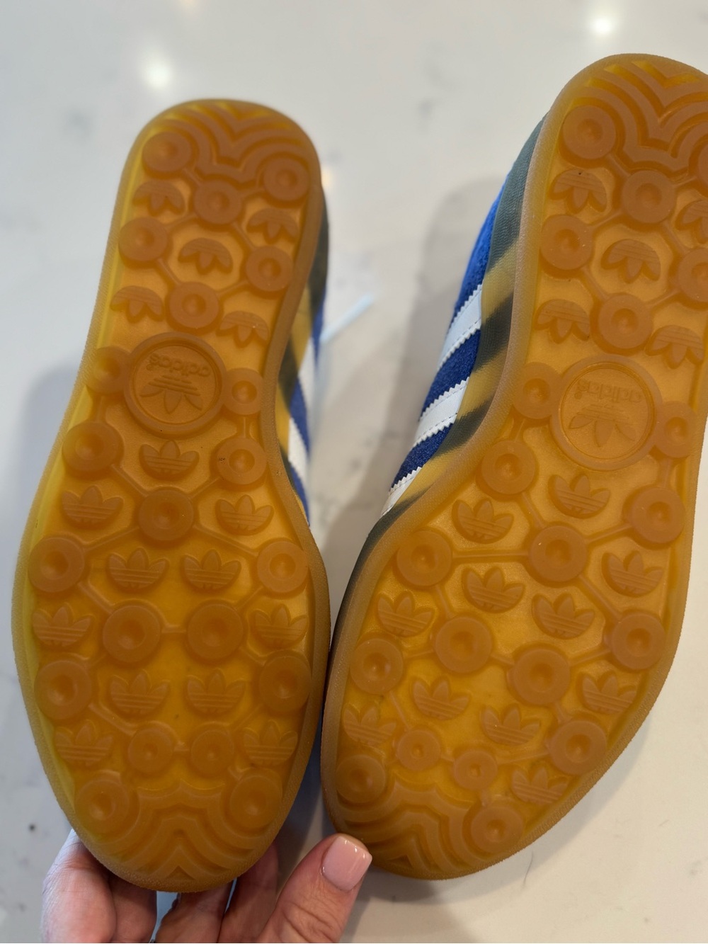 Adidas Gazelle Suede Sneakers in Blue & White with Gum Sole - Picture 4 of 4